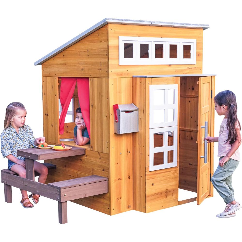 Kids Outdoor Grill - KidKraft Modern Wooden Playhouse Outdoor with