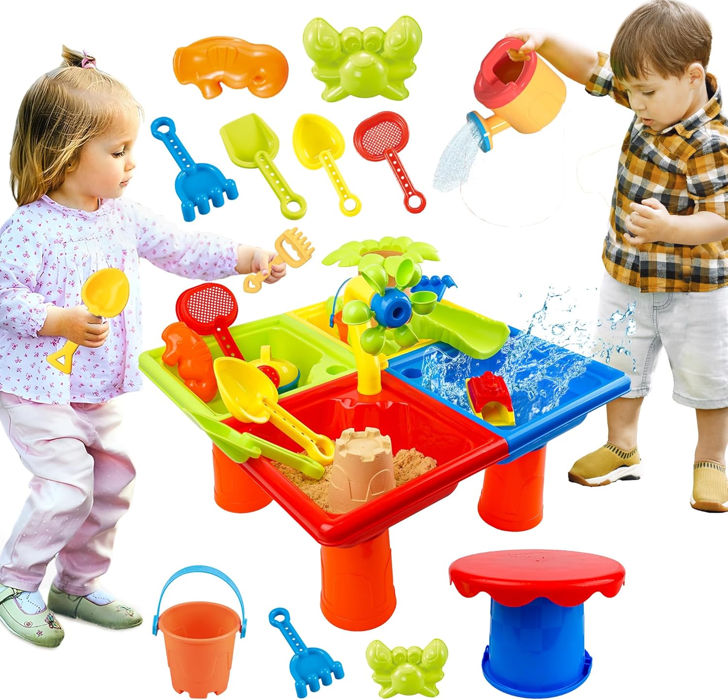 Kids Outdoor Water Play - 25 Pcs Summer Water Table for