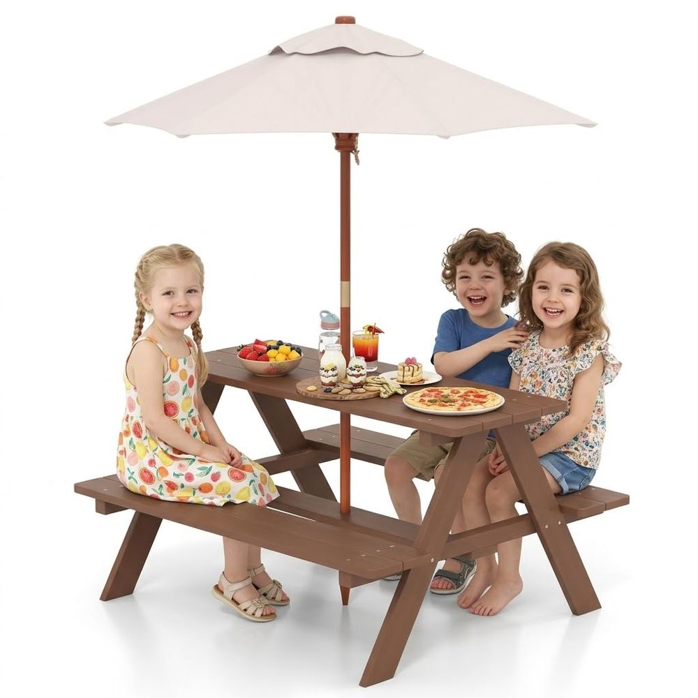 Kids Outdoor Umbrella Chair - Kids Picnic Table, Fir Wood Kids