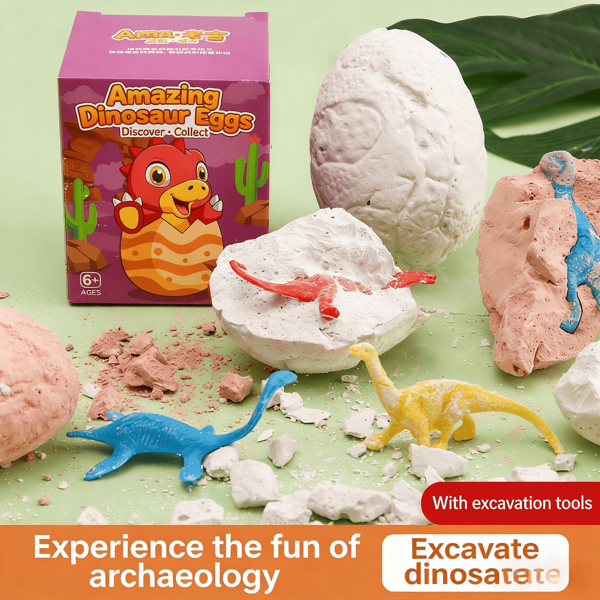 Kids Outdoor Excavator - 1/3/5pcs Educational Dinosaur Dig Kit, Excavation