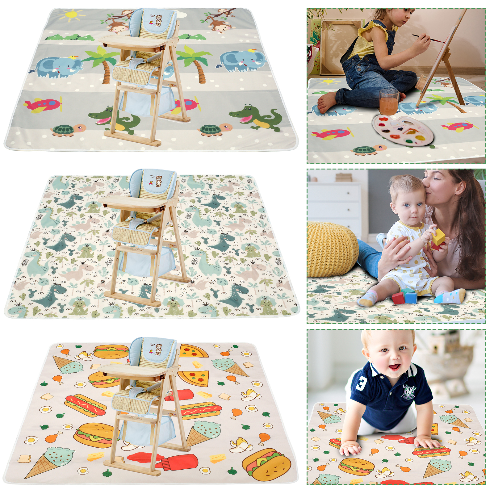 Kids Outdoor Mat Waterproof - Baby Splat Mat for Under High