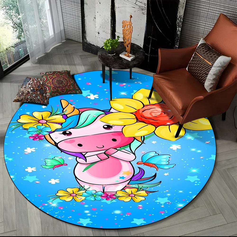 Unicorn Cartoon Animal Round C – Kids Outdoor Mat Waterproof Bewertung und Preis