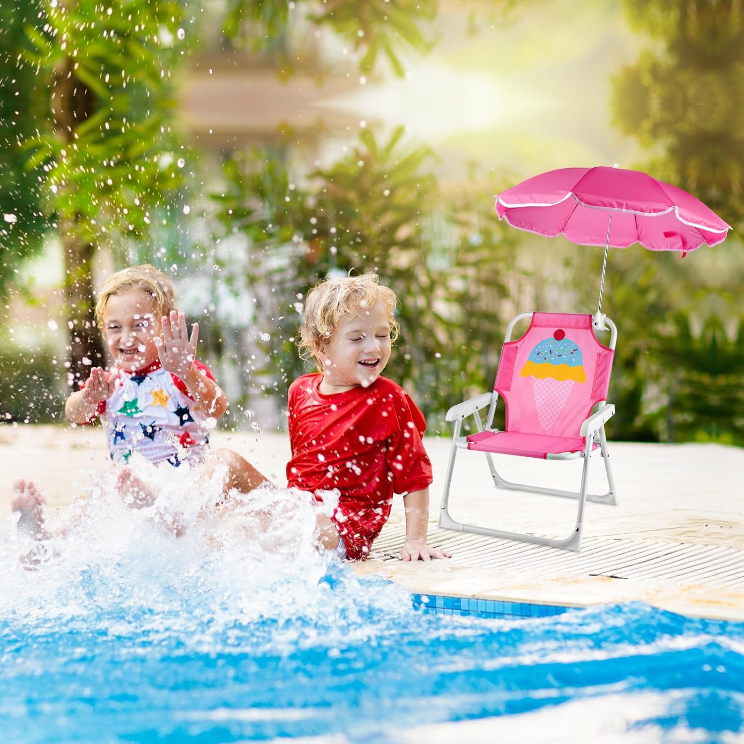 1 Set Folding Beach Chair with – Kids Outdoor Umbrella Chair Bewertung und Preis