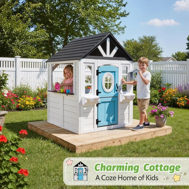Kids Playhouse Outdoor,Cedar W – Kids Outdoor House With Kitchen Bewertung und Preis