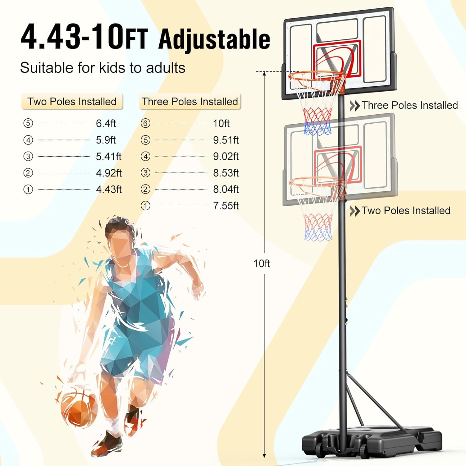 Adjustable Basketball Hoop 10F – Kids Outdoor Basketball Bewertung und Preis
