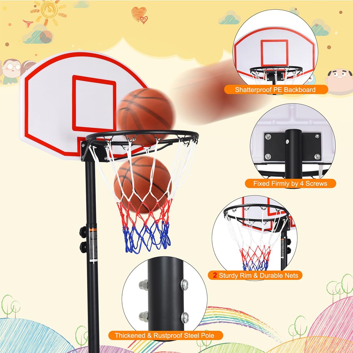Portable Basketball Hoop with  – Kids Outdoor Basketball Bewertung und Preis