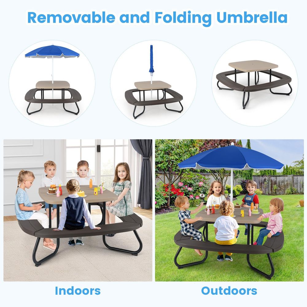 Kids Picnic Table, 8 Person Ki – Kids Outdoor Umbrella Chair Bewertung und Preis