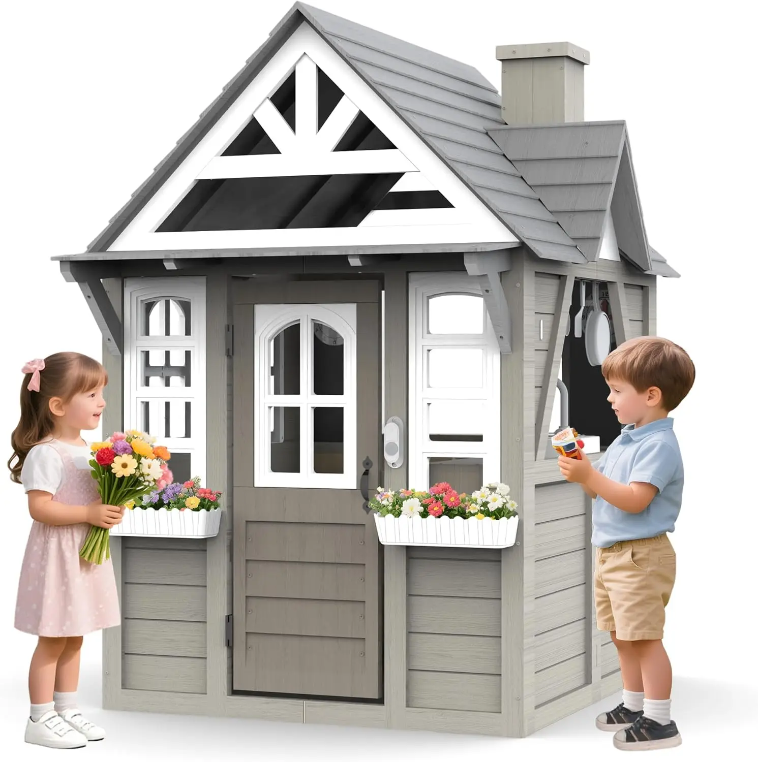 Kids Outdoor Playhouse,Cedar G – Kids Outdoor House With Kitchen Bewertung und Preis