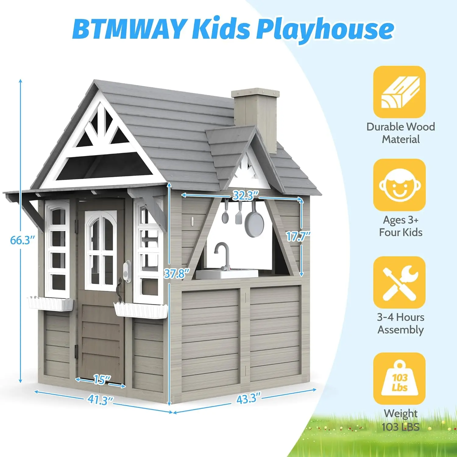 Kids Outdoor Playhouse,Cedar G – Kids Outdoor House With Kitchen Bewertung und Preis