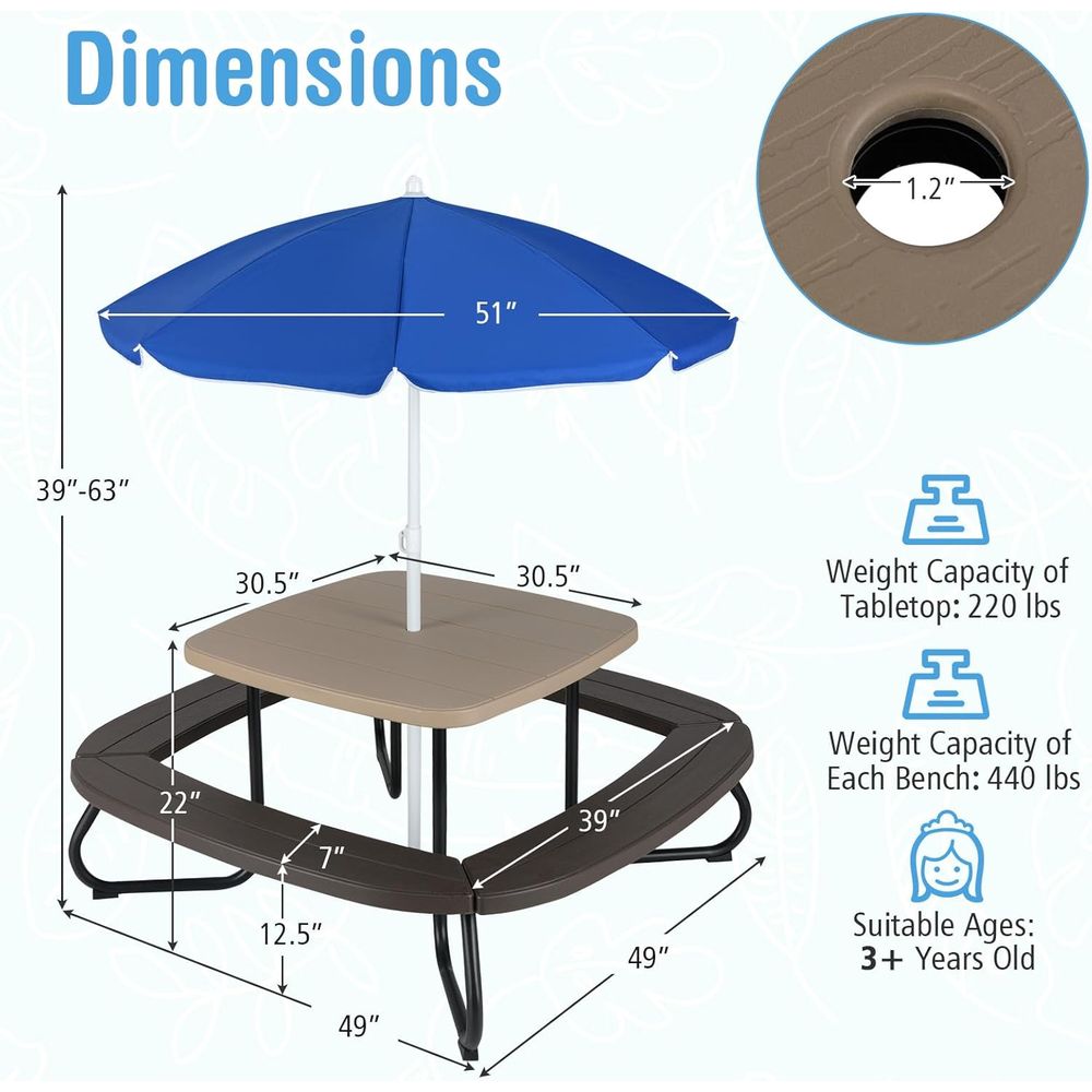 Kids Picnic Table, 8 Person To – Kids Outdoor Umbrella Chair Bewertung und Preis