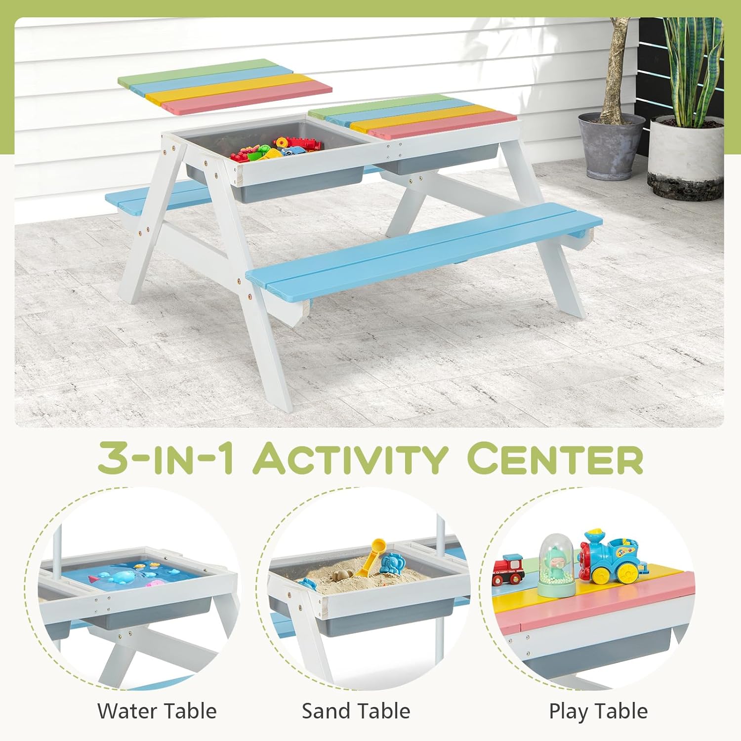 Kids Picnic Table, 4 in 1 Outd – Kids Outdoor Umbrella Chair Bewertung und Preis