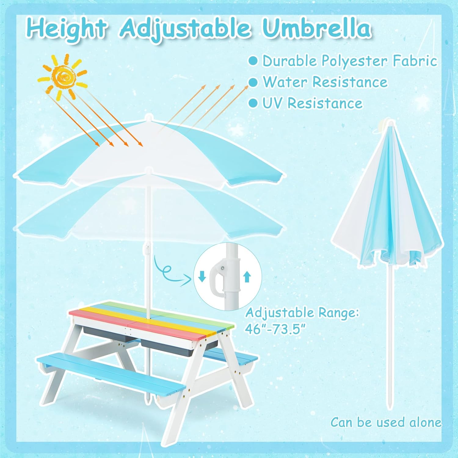 Kids Picnic Table, 4 in 1 Outd – Kids Outdoor Umbrella Chair Bewertung und Preis