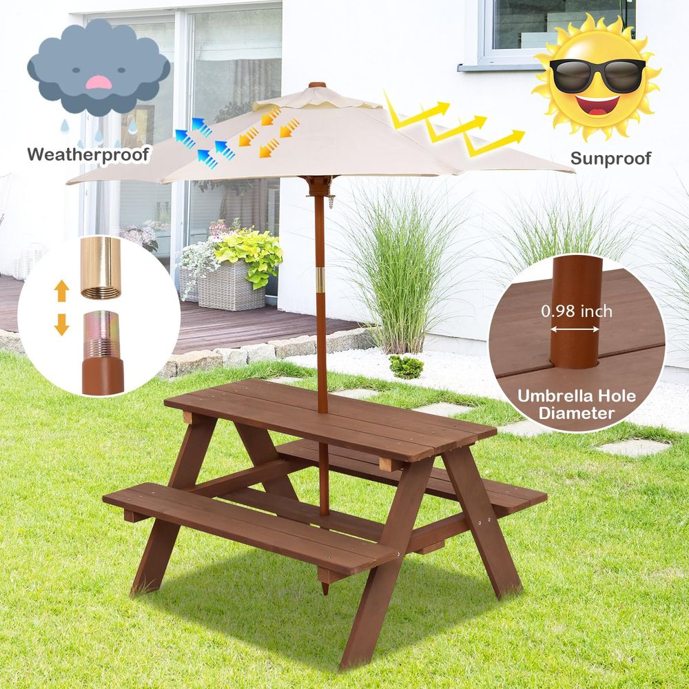 Kids Picnic Table, Fir Wood Ki – Kids Outdoor Umbrella Chair Bewertung und Preis
