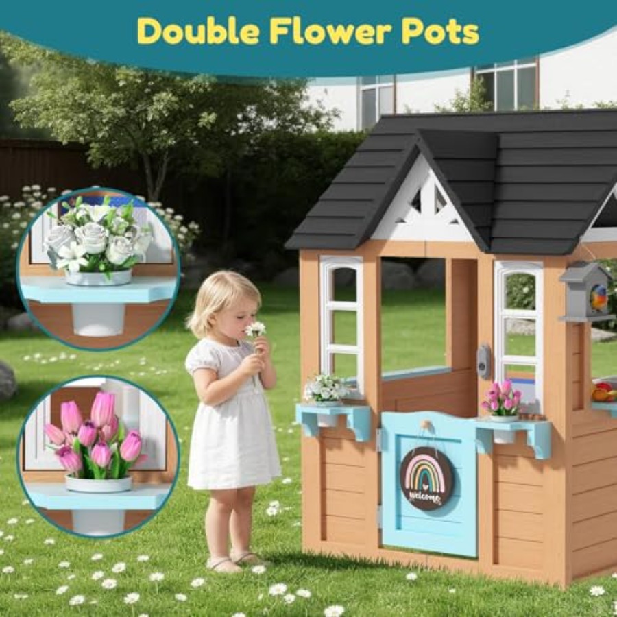 Outdoor Playhouse for Wooden K – Kids Outdoor House With Kitchen Bewertung und Preis
