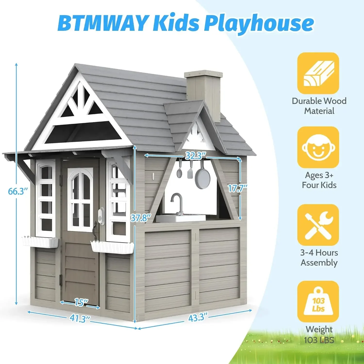 Kids Outdoor Playhouse,Cedar G – Kids Outdoor House With Kitchen Bewertung und Preis