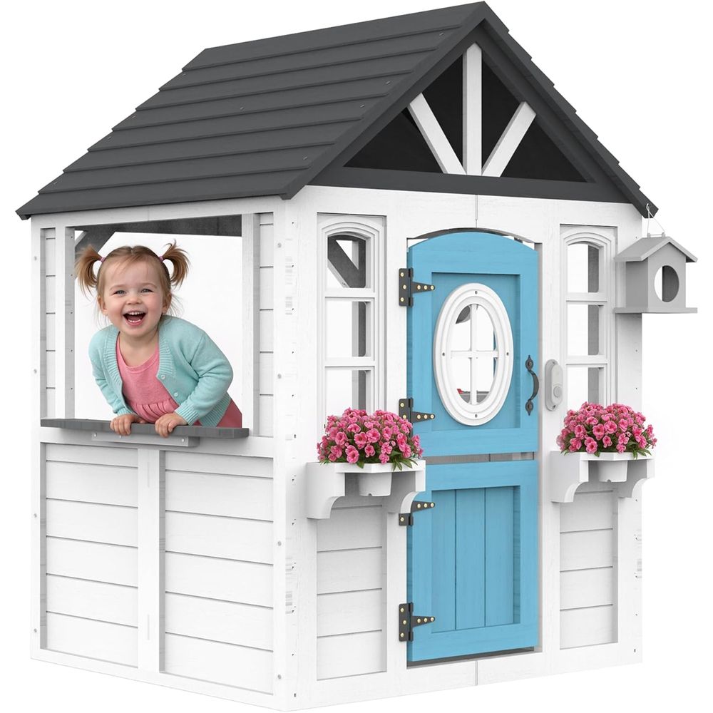 YOE Wooden Kids Playhouse with – Kids Outdoor House With Kitchen Bewertung und Preis