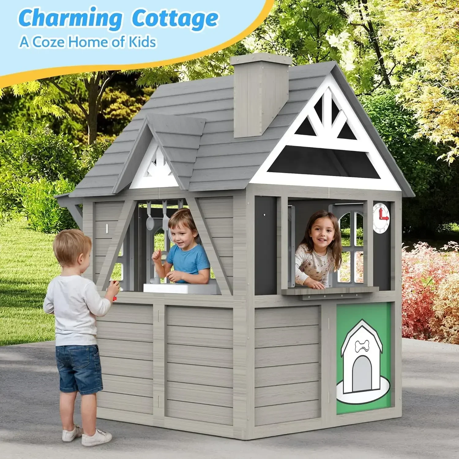 Kids Outdoor Playhouse,Cedar G – Kids Outdoor House With Kitchen Bewertung und Preis
