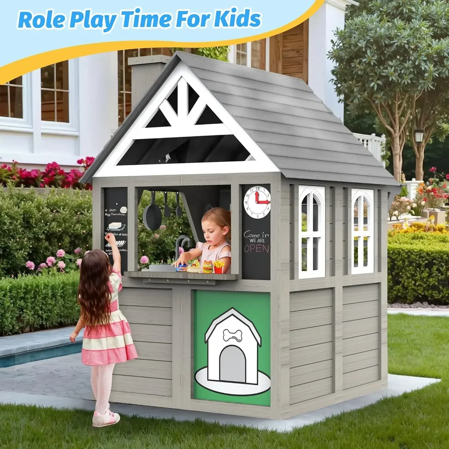 Kids Outdoor Playhouse,Cedar G – Kids Outdoor House With Kitchen Bewertung und Preis