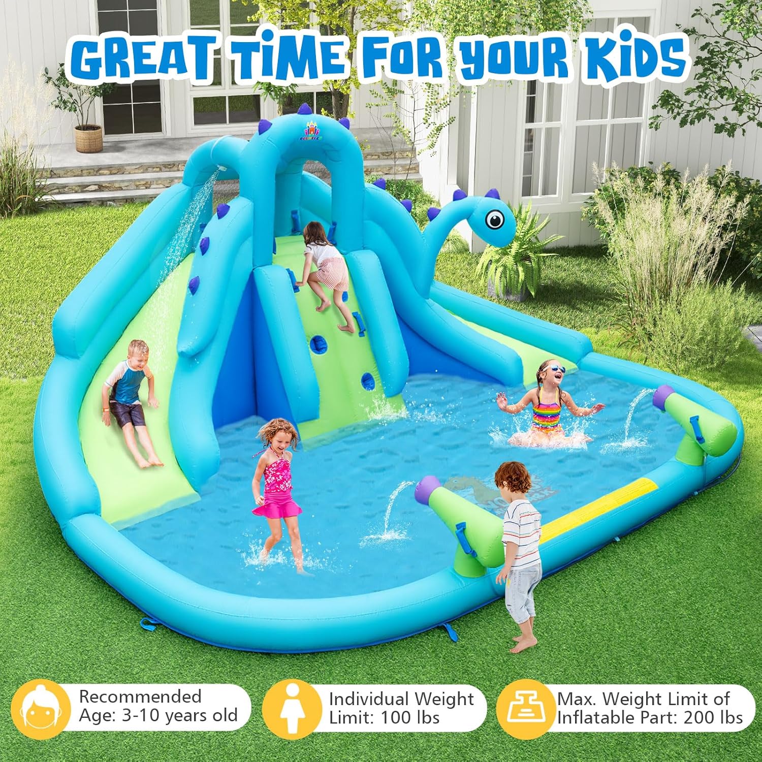 Inflatable Water Slide, Dinosa – Kids Outdoor Climbing Bewertung und Preis