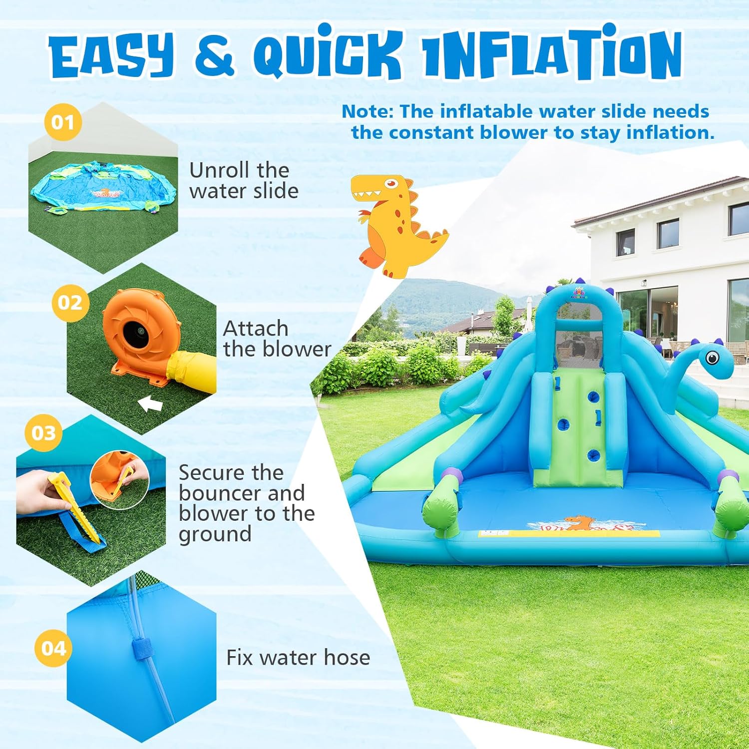 Inflatable Water Slide, Dinosa – Kids Outdoor Climbing Bewertung und Preis