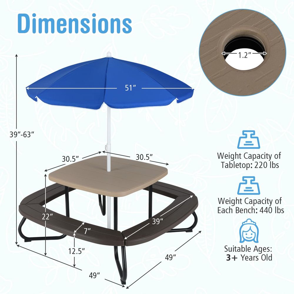 Kids Picnic Table, 8 Person To – Kids Outdoor Umbrella Chair Bewertung und Preis